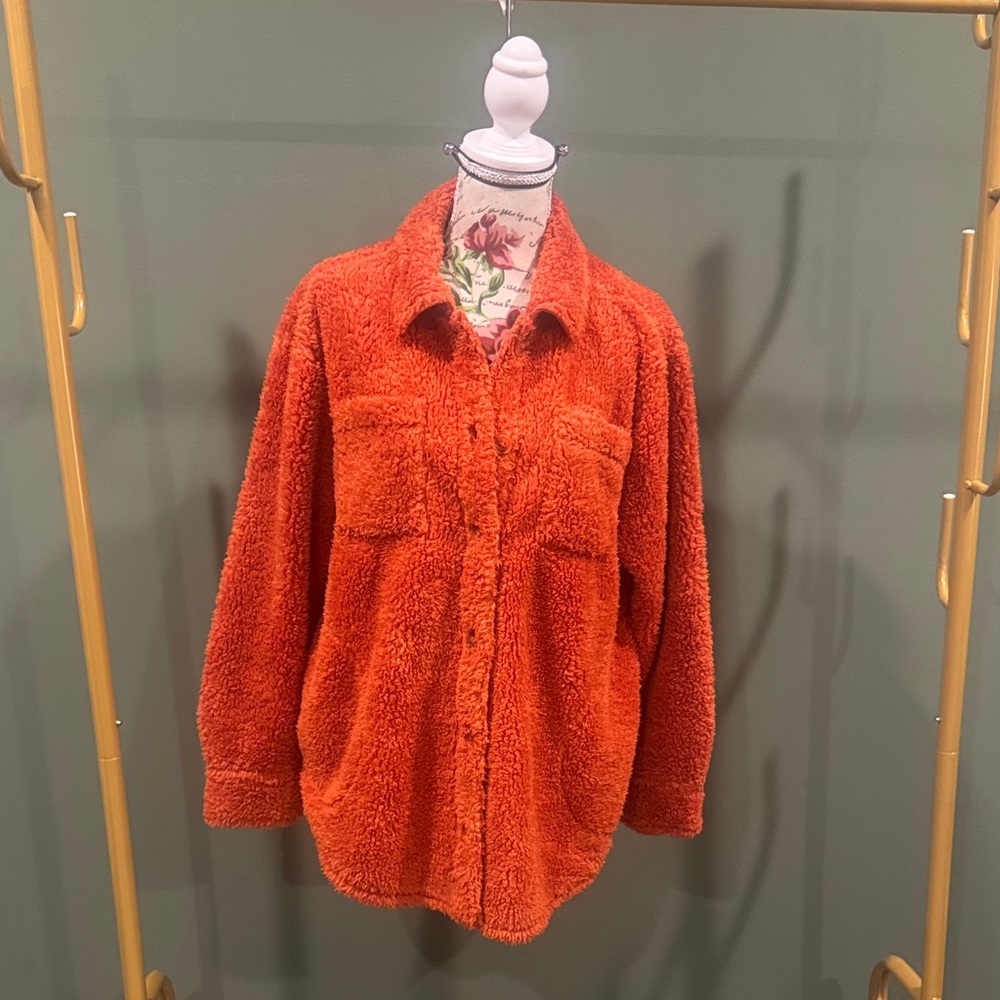 Belle by Kim Gravel Vibrant Orange Teddy Jacket
